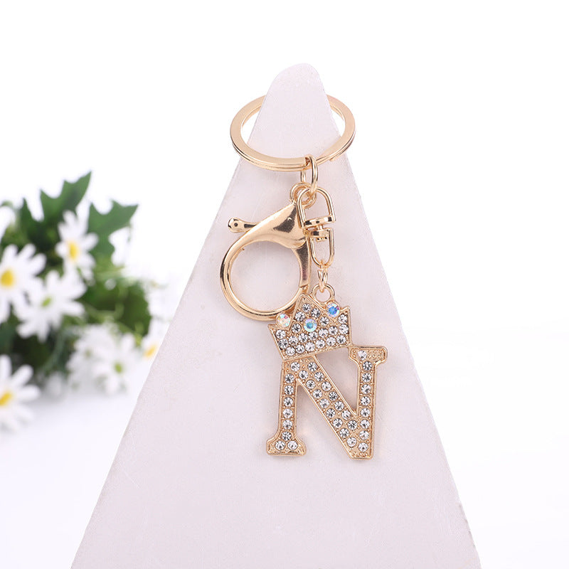 Wholesale Zinc Alloy Alphabet Rhinestone Keychain